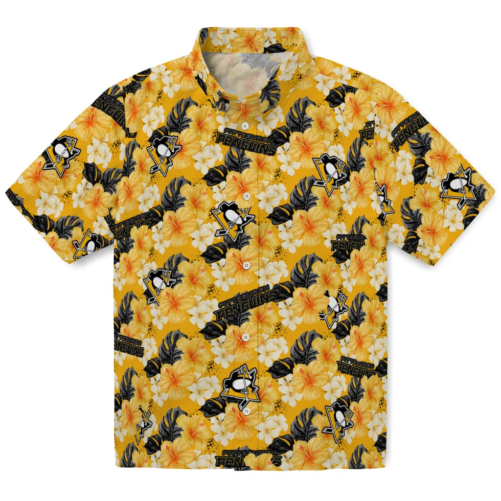 Pittsburgh Penguins Hawaiian Shirt - Hibiscus Tropics | Hula Hawaiian Shirts