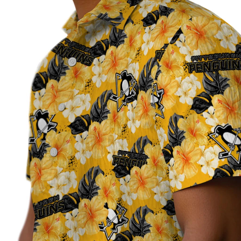 Pittsburgh Penguins Hawaiian Shirt - Hibiscus Tropics | Hula Hawaiian Shirts