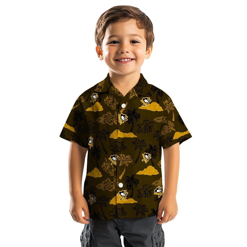 Pittsburgh Penguins Hawaiian Shirt - Palm And Clouds | Hula Hawaiian Shirts