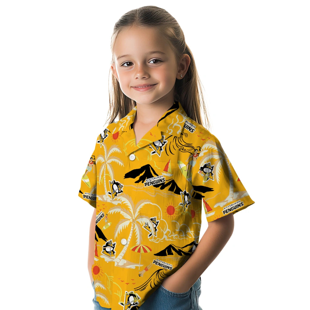 Pittsburgh Penguins Hawaiian Shirt - Palm Tree Island | Hula Hawaiian Shirts