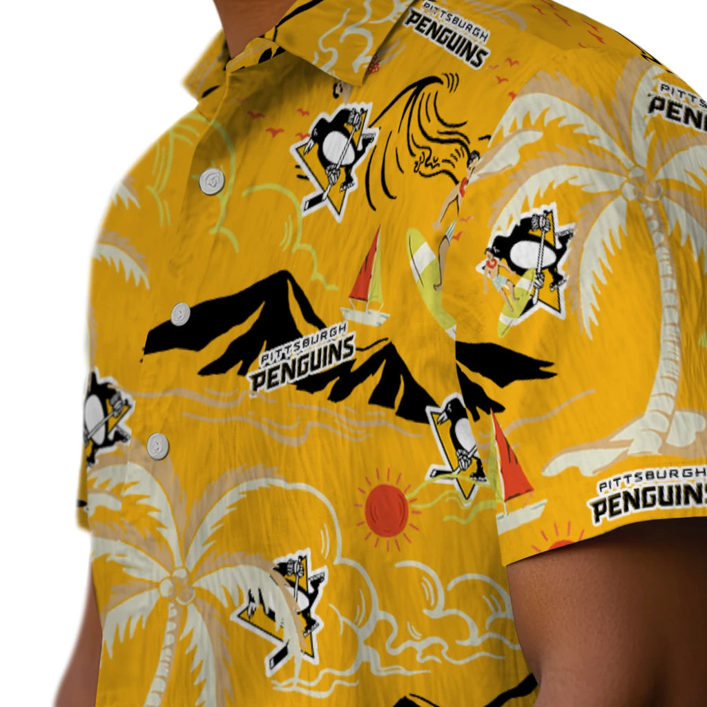Pittsburgh Penguins Hawaiian Shirt - Palm Tree Island | Hula Hawaiian Shirts