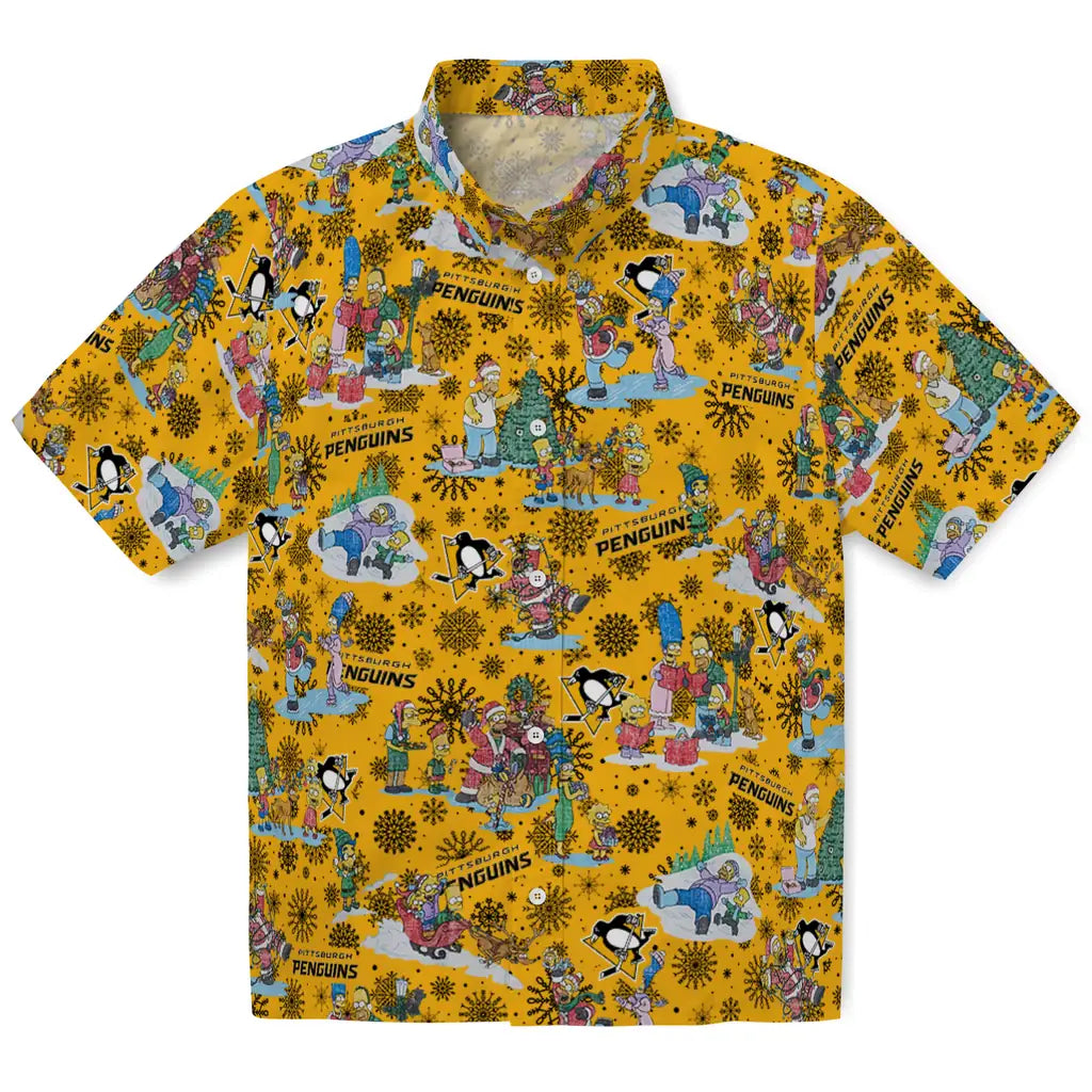 Pittsburgh Penguins Hawaiian Shirt - Simpsons Christmas | Hula Hawaiian Shirts