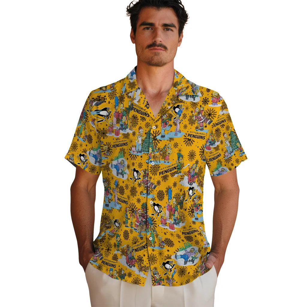 Pittsburgh Penguins Hawaiian Shirt - Simpsons Christmas | Hula Hawaiian Shirts
