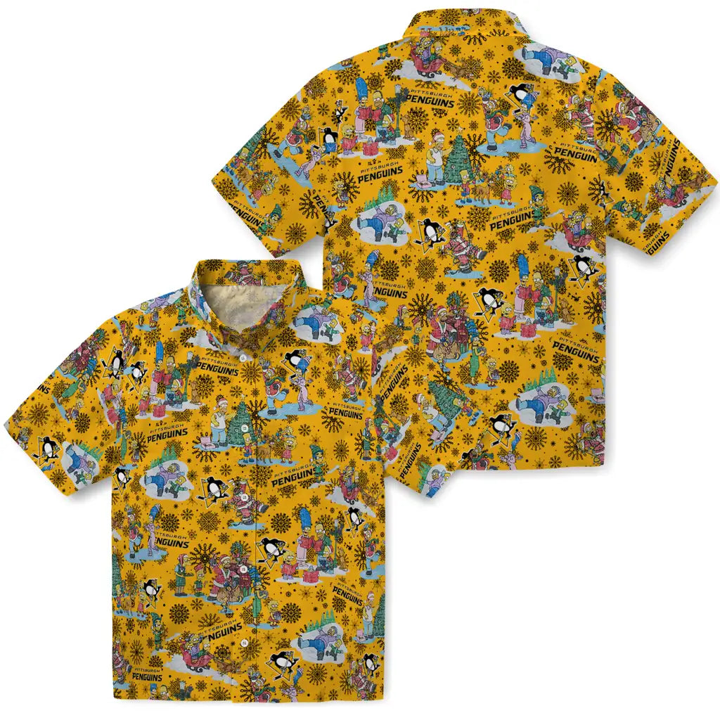 Pittsburgh Penguins Hawaiian Shirt - Simpsons Christmas | Hula Hawaiian Shirts