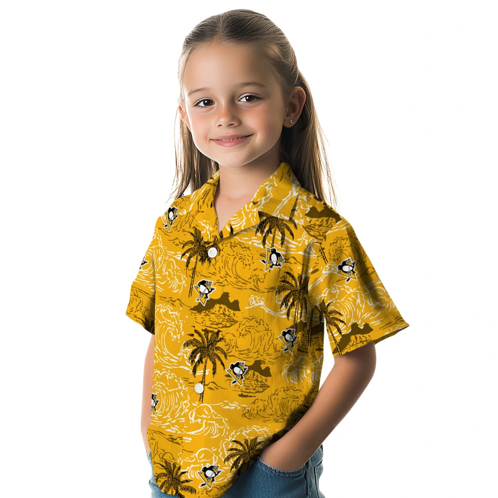 Pittsburgh Penguins Hawaiian Shirt - Wave Palm | Hula Hawaiian Shirts