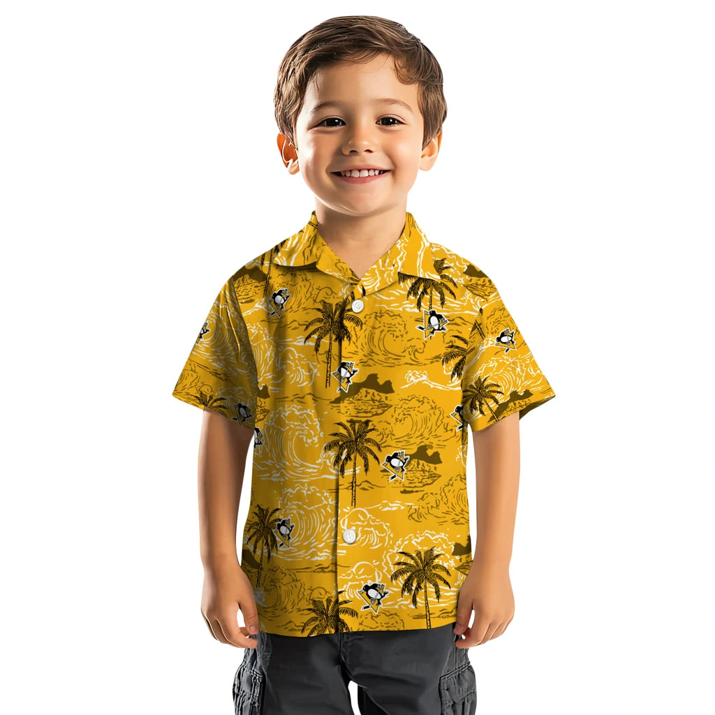 Pittsburgh Penguins Hawaiian Shirt - Wave Palm | Hula Hawaiian Shirts