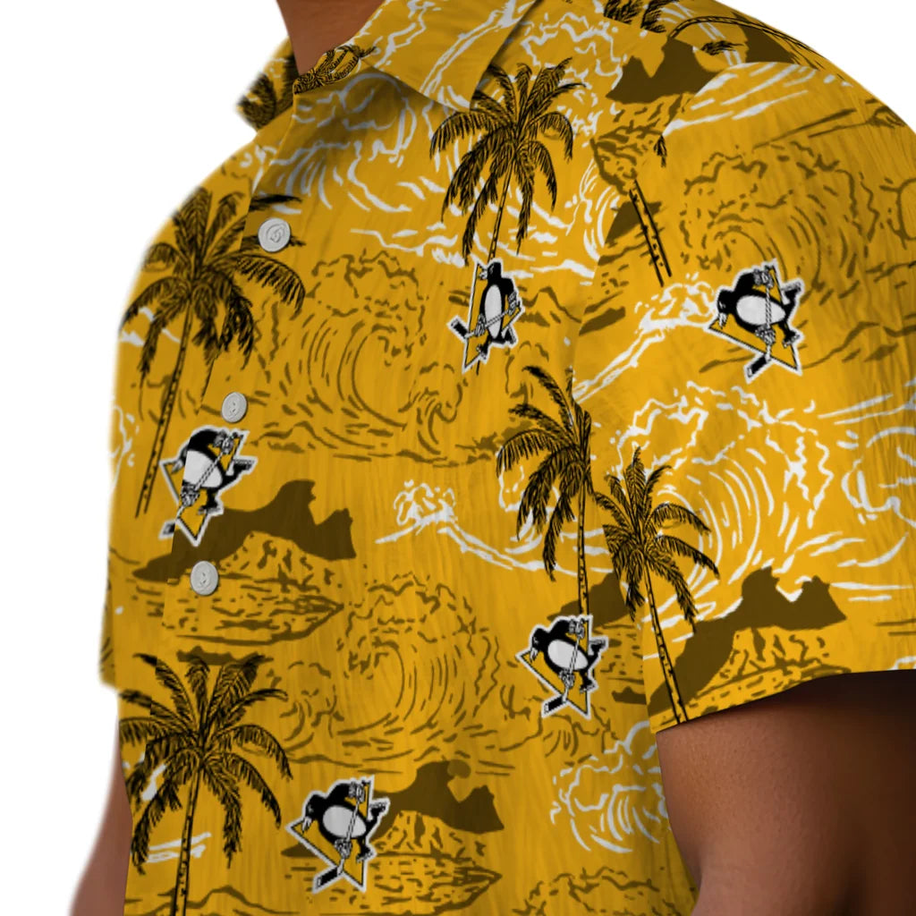 Pittsburgh Penguins Hawaiian Shirt - Wave Palm | Hula Hawaiian Shirts