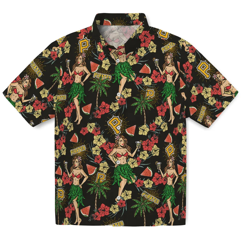 Pittsburgh Pirates Hawaiian Shirt - Hawaiian Girls Design | Hula Hawaiian Shirts