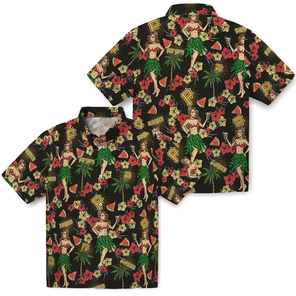 Pittsburgh Pirates Hawaiian Shirt - Hawaiian Girls Design | Hula Hawaiian Shirts
