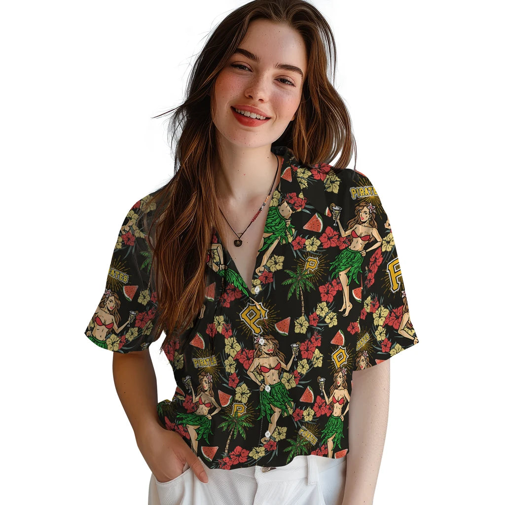 Pittsburgh Pirates Hawaiian Shirt - Hawaiian Girls Design | Hula Hawaiian Shirts