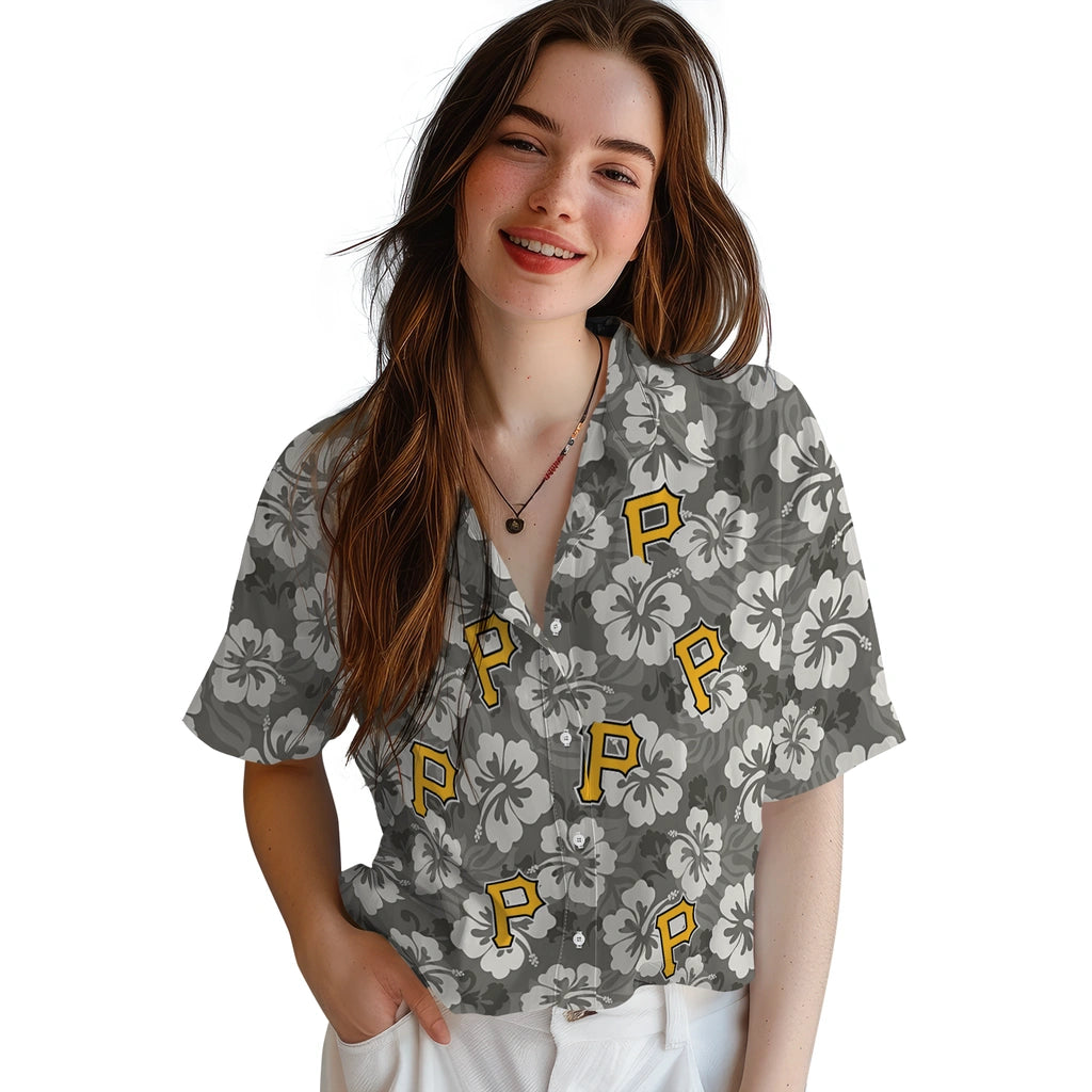 Pittsburgh Pirates Hawaiian Shirt - Hibiscus Cluster | Hula Hawaiian Shirts