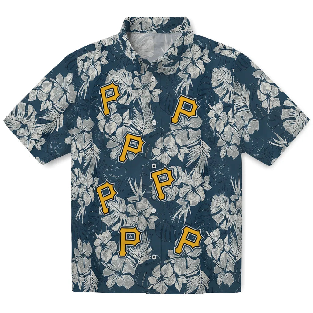 Pittsburgh Pirates Hawaiian Shirt - Hibiscus Flowers | Hula Hawaiian Shirts