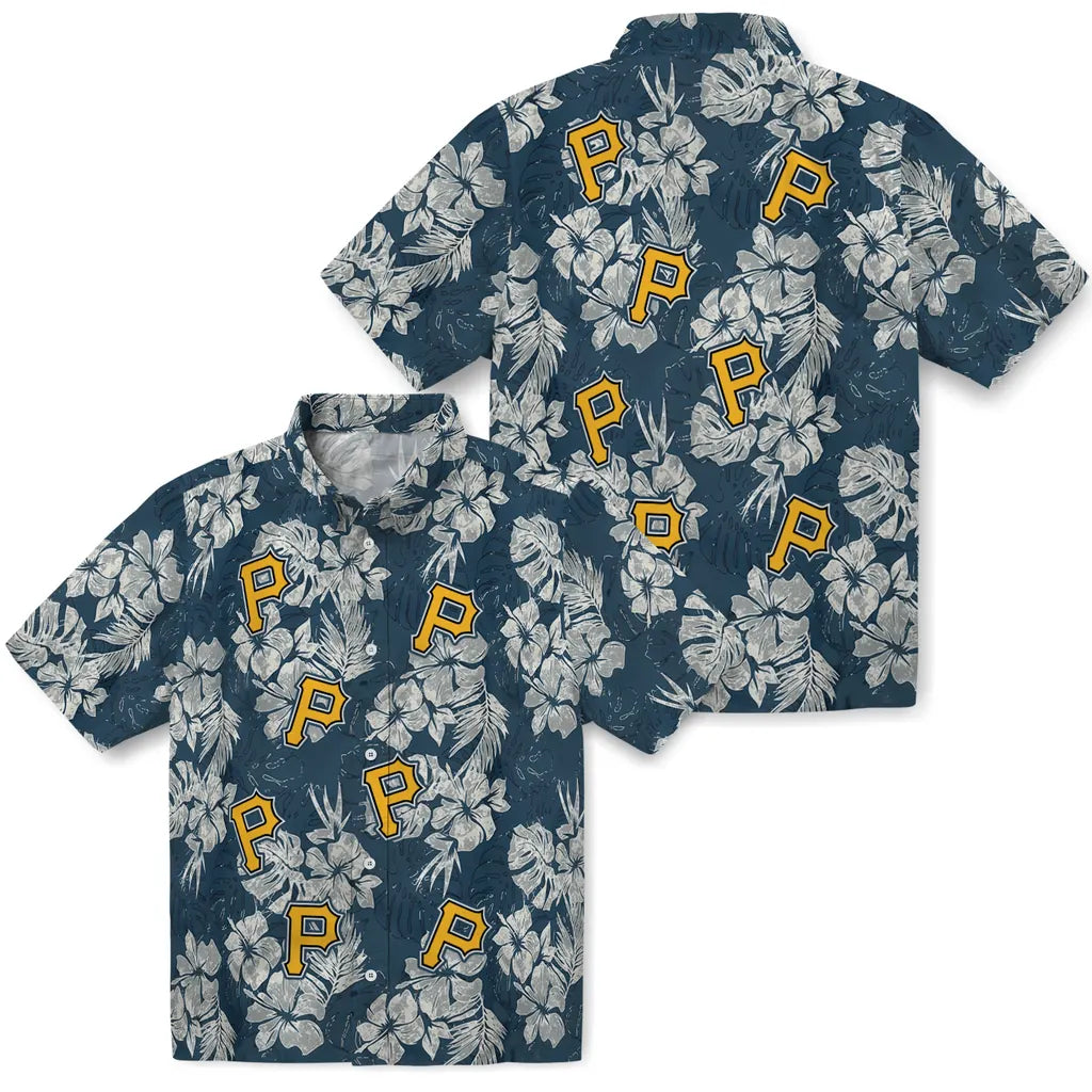 Pittsburgh Pirates Hawaiian Shirt - Hibiscus Flowers | Hula Hawaiian Shirts