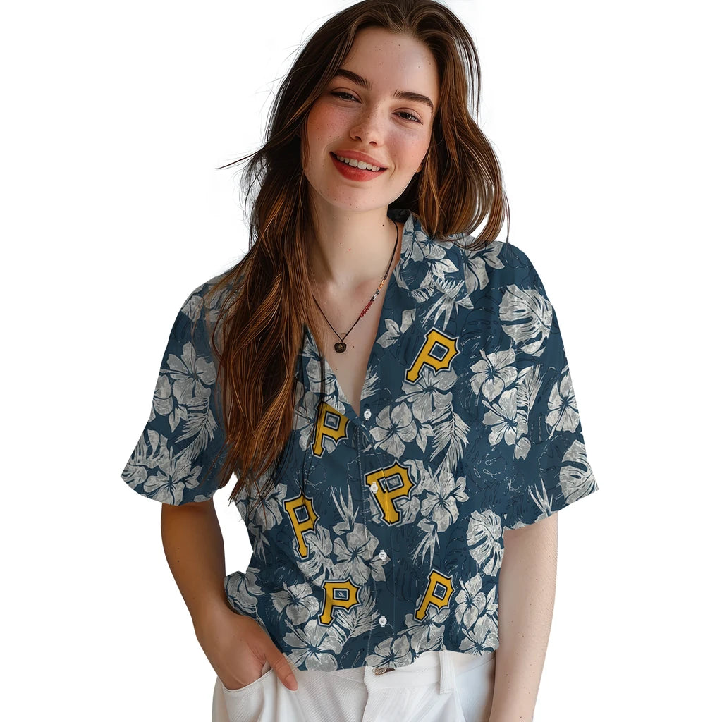 Pittsburgh Pirates Hawaiian Shirt - Hibiscus Flowers | Hula Hawaiian Shirts