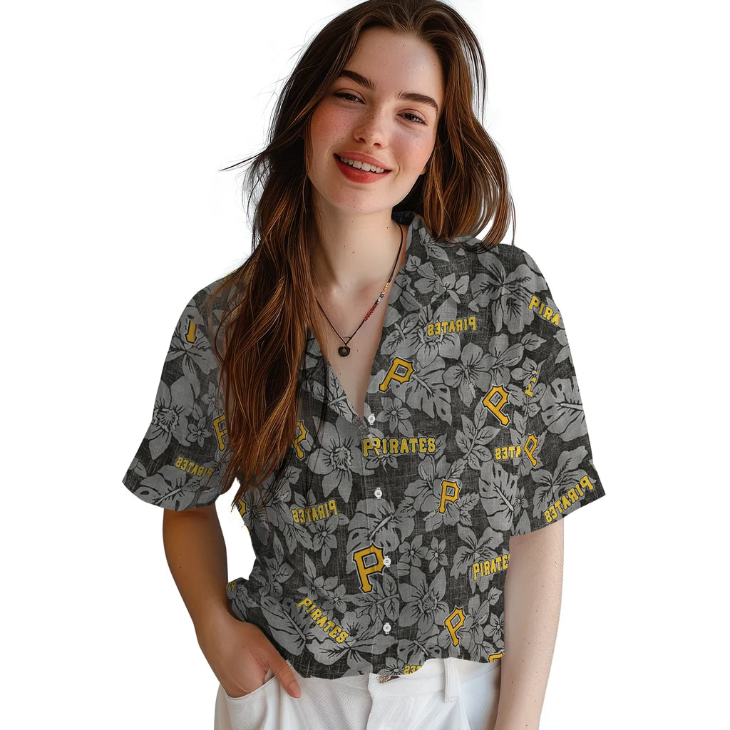 Pittsburgh Pirates Hawaiian Shirt - Hibiscus Oasis | Hula Hawaiian Shirts