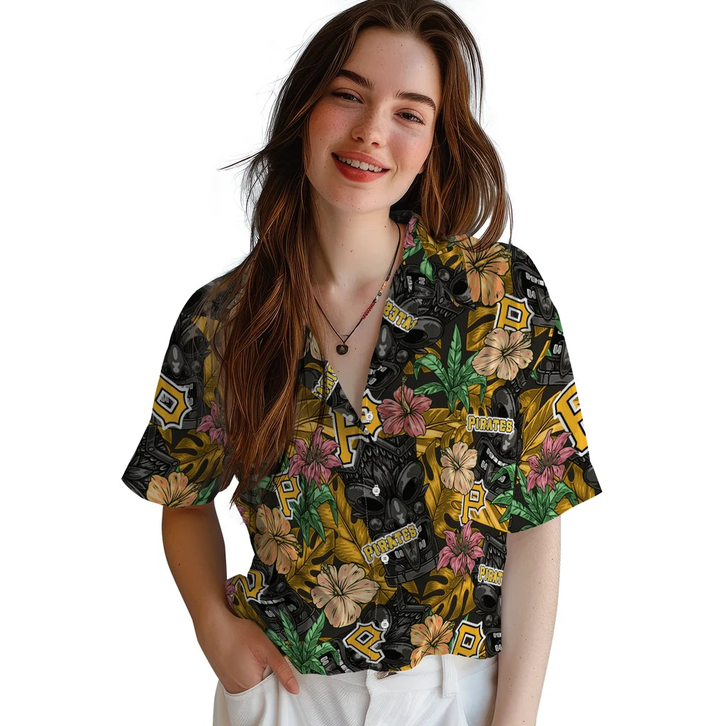 Pittsburgh Pirates Hawaiian Shirt - Hibiscus Tiki Jungle | Hula Hawaiian Shirts
