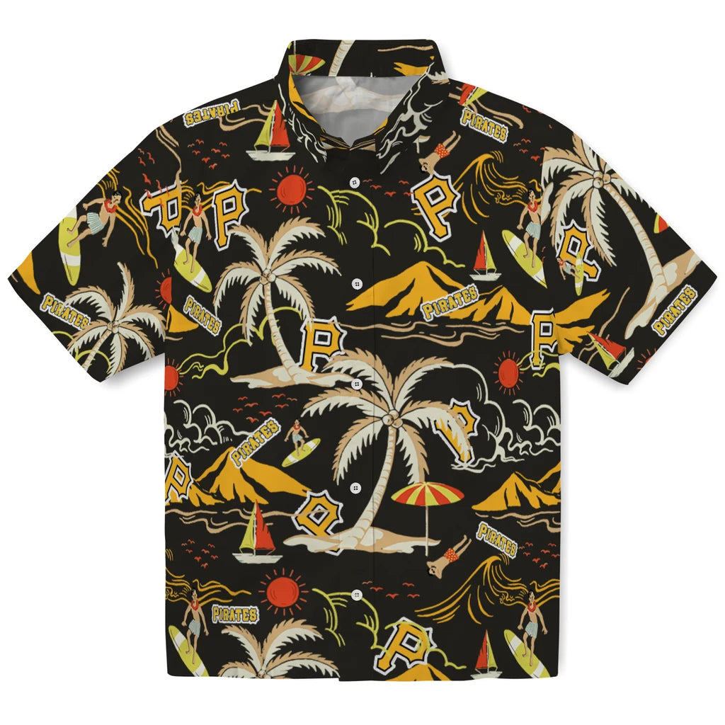 Pittsburgh Pirates Hawaiian Shirt - Palm Tree Island | Hula Hawaiian Shirts