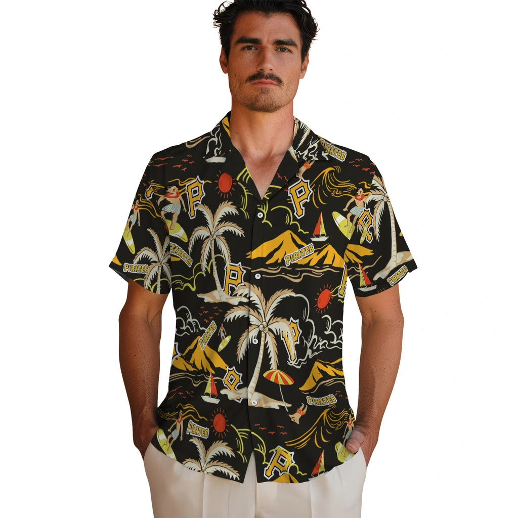 Pittsburgh Pirates Hawaiian Shirt - Palm Tree Island | Hula Hawaiian Shirts