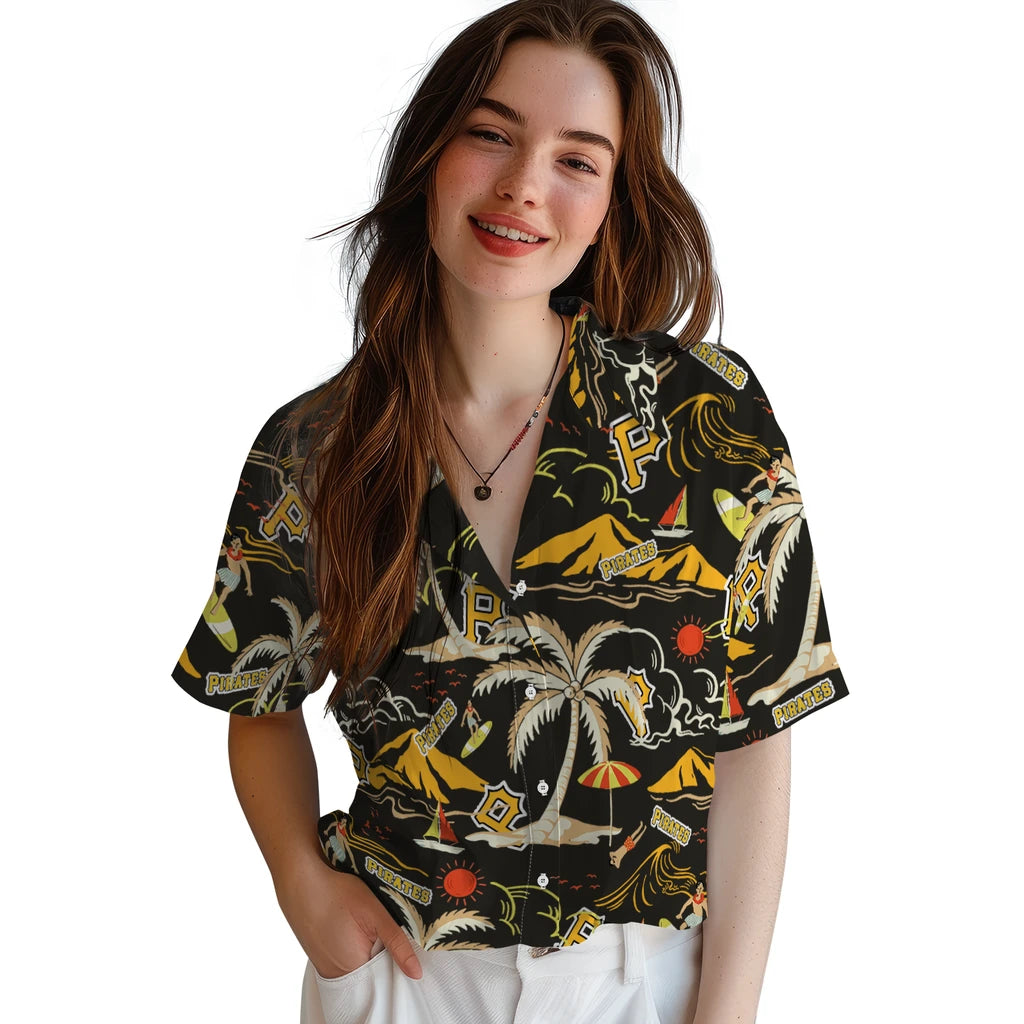 Pittsburgh Pirates Hawaiian Shirt - Palm Tree Island | Hula Hawaiian Shirts