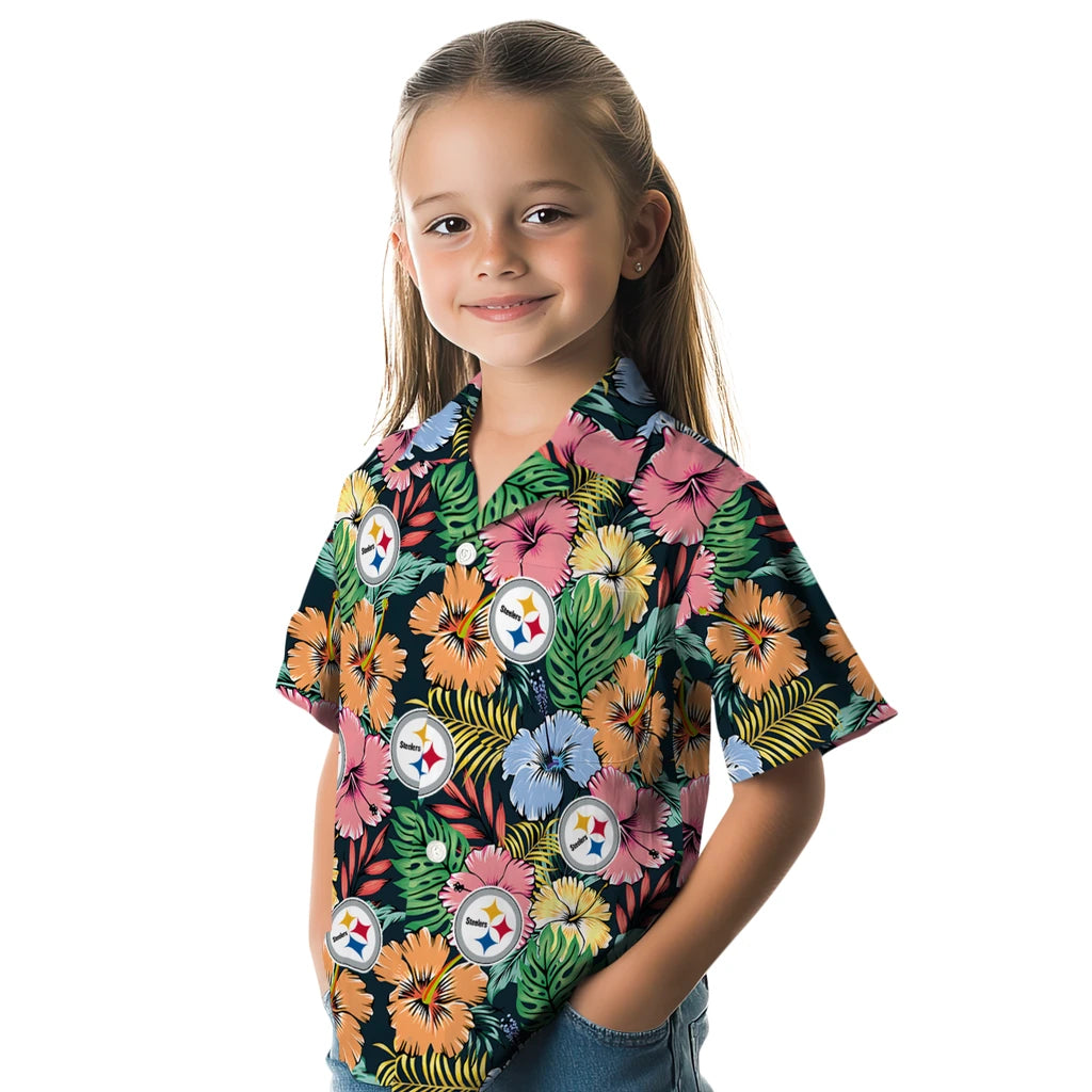 Pittsburgh Steelers Hawaiian Shirt - Brilliant Hibiscus Garden | Hula Hawaiian Shirts