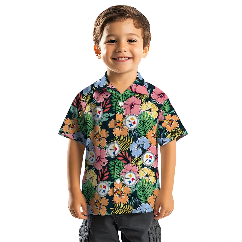 Pittsburgh Steelers Hawaiian Shirt - Brilliant Hibiscus Garden | Hula Hawaiian Shirts