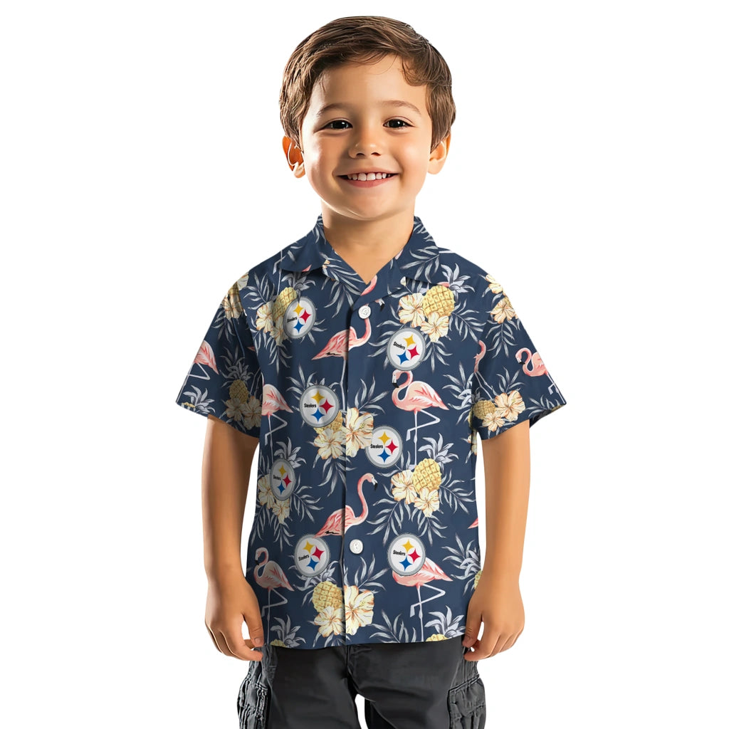 Pittsburgh Steelers Hawaiian Shirt - Flamingo Hibiscus | Hula Hawaiian Shirts