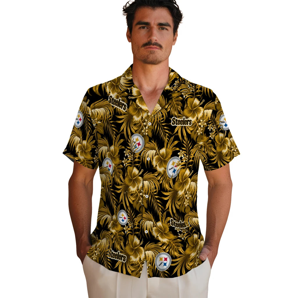 Pittsburgh Steelers Hawaiian Shirt - Hibiscus Exotic | Hula Hawaiian Shirts