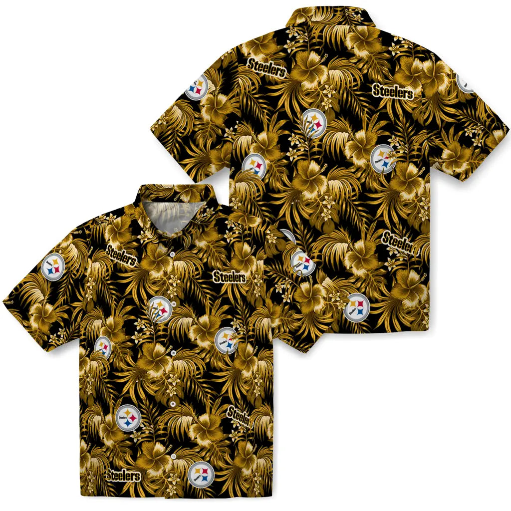 Pittsburgh Steelers Hawaiian Shirt - Hibiscus Exotic | Hula Hawaiian Shirts