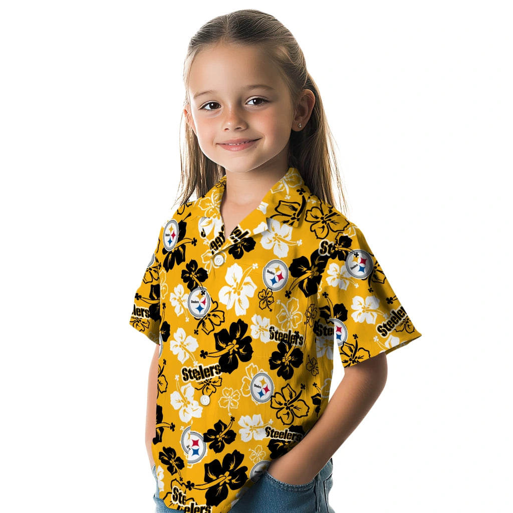 Pittsburgh Steelers Hawaiian Shirt - Hibiscus Flower Design | Hula Hawaiian Shirts