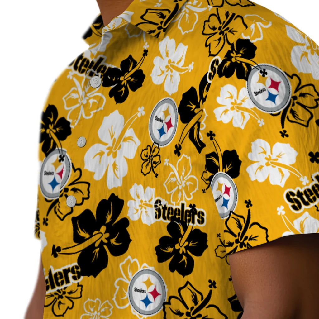 Pittsburgh Steelers Hawaiian Shirt - Hibiscus Flower Design | Hula Hawaiian Shirts