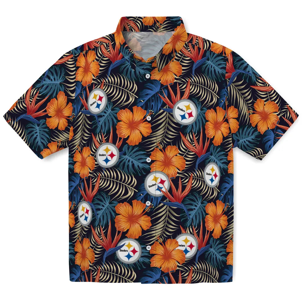 Pittsburgh Steelers Hawaiian Shirt - Hibiscus Foliage | Hula Hawaiian Shirts