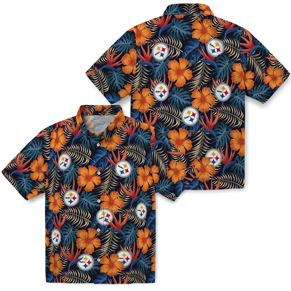 Pittsburgh Steelers Hawaiian Shirt - Hibiscus Foliage | Hula Hawaiian Shirts