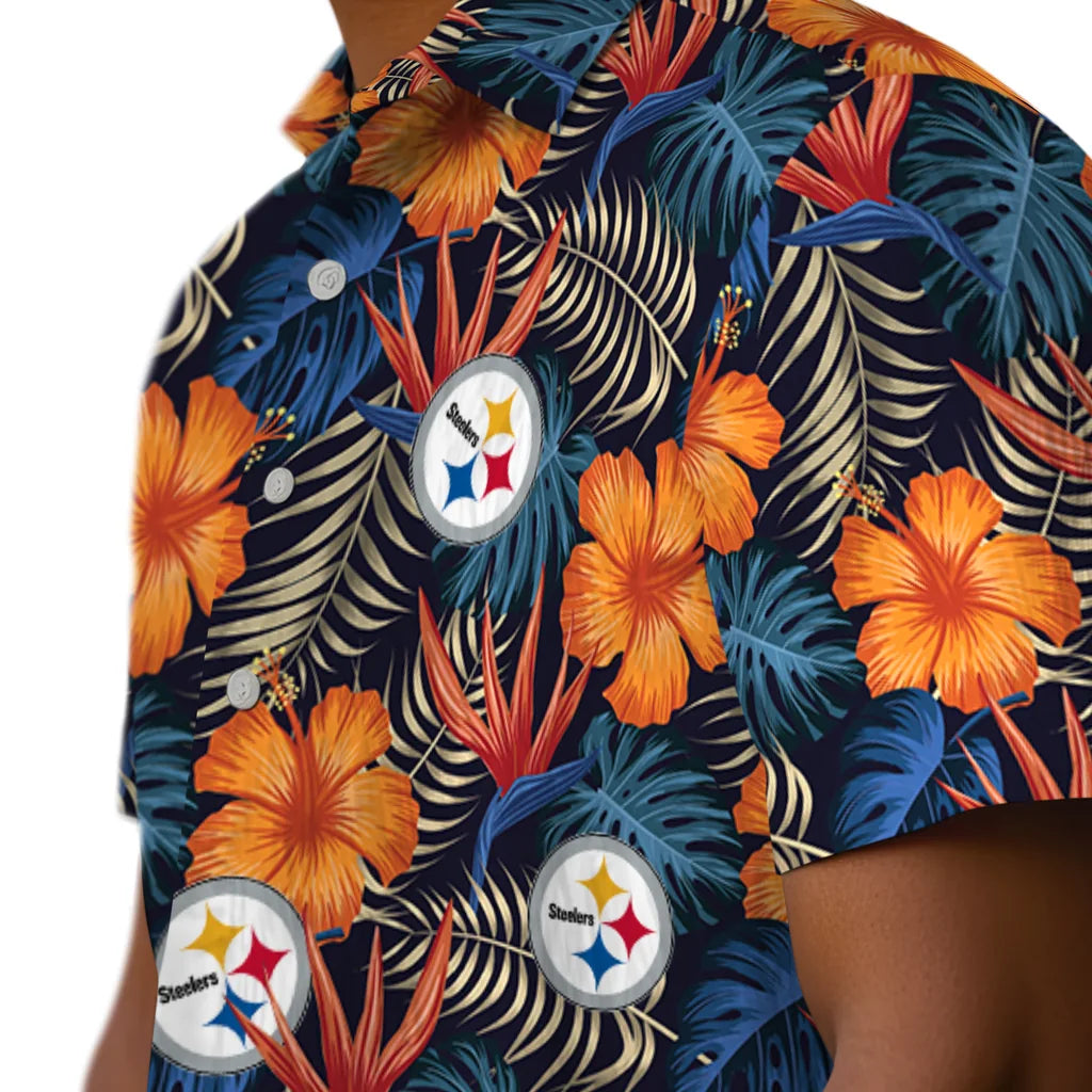 Pittsburgh Steelers Hawaiian Shirt - Hibiscus Foliage | Hula Hawaiian Shirts