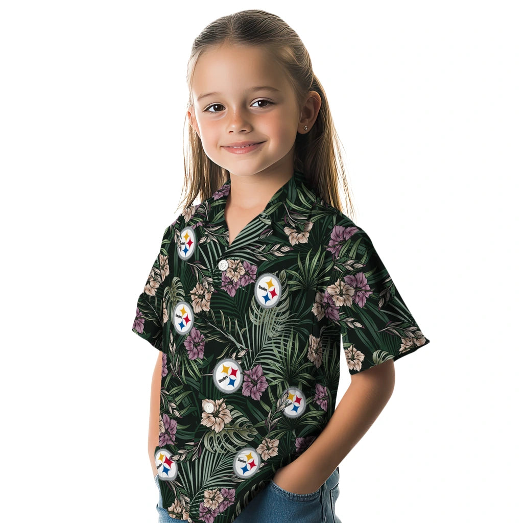 Pittsburgh Steelers Hawaiian Shirt - Hibiscus Leaves Pattern | Hula Hawaiian Shirts