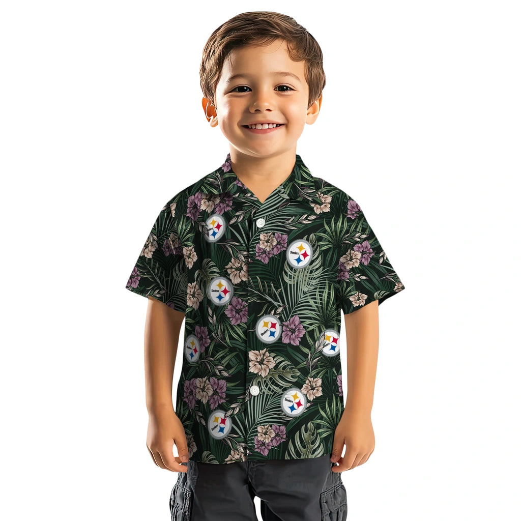 Pittsburgh Steelers Hawaiian Shirt - Hibiscus Leaves Pattern | Hula Hawaiian Shirts