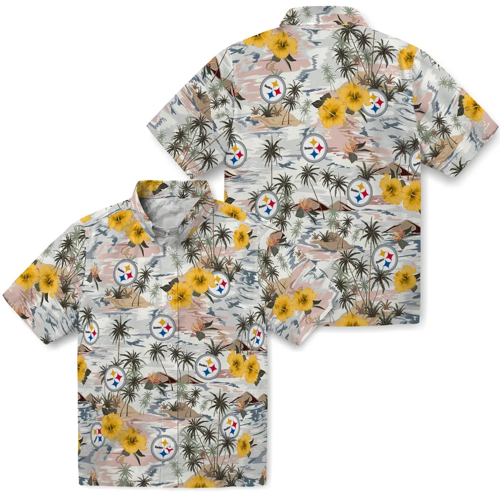 Pittsburgh Steelers Hawaiian Shirt - Hibiscus Seaside | Hula Hawaiian Shirts