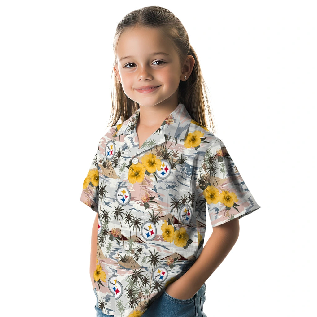 Pittsburgh Steelers Hawaiian Shirt - Hibiscus Seaside | Hula Hawaiian Shirts