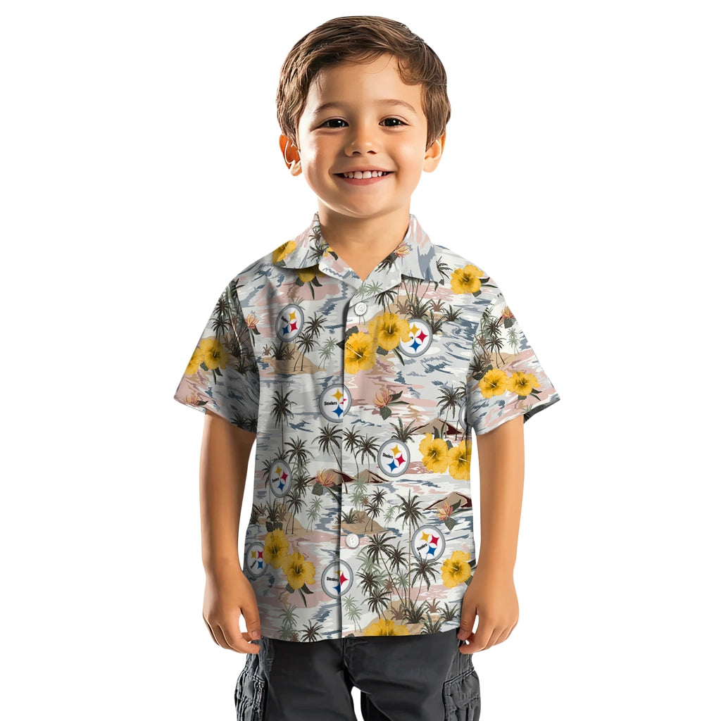 Pittsburgh Steelers Hawaiian Shirt - Hibiscus Seaside | Hula Hawaiian Shirts