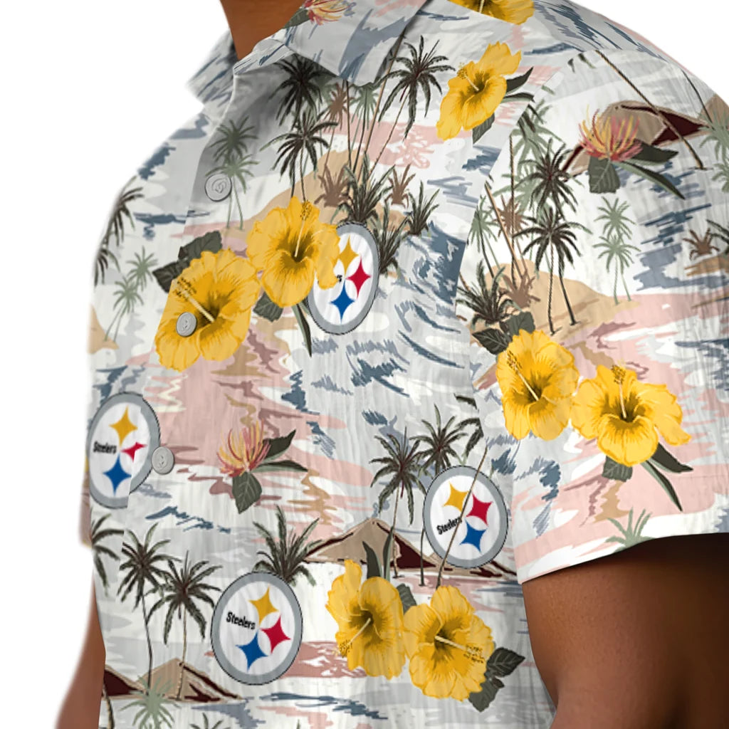 Pittsburgh Steelers Hawaiian Shirt - Hibiscus Seaside | Hula Hawaiian Shirts