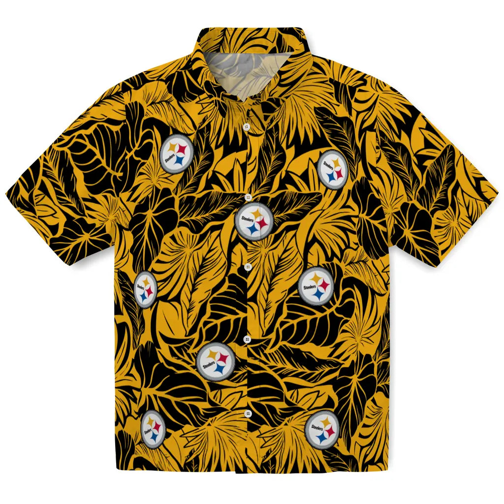Pittsburgh Steelers Hawaiian Shirt - Monstera Layer | Hula Hawaiian Shirts