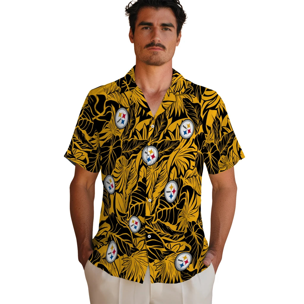Pittsburgh Steelers Hawaiian Shirt - Monstera Layer | Hula Hawaiian Shirts