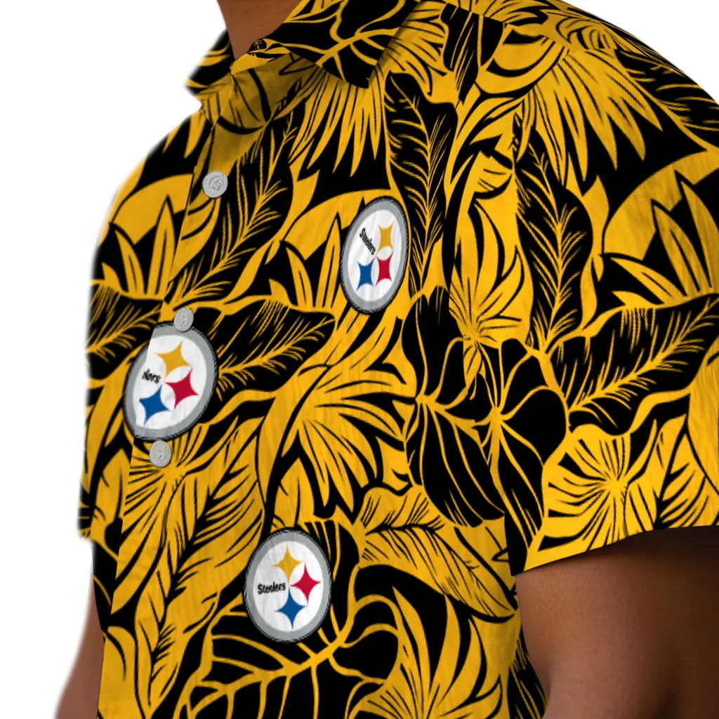 Pittsburgh Steelers Hawaiian Shirt - Monstera Layer | Hula Hawaiian Shirts