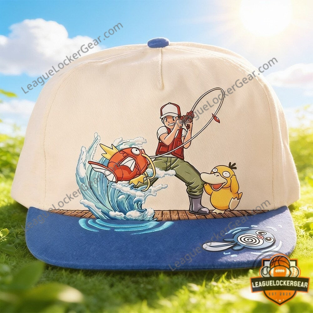 Pokemon Ash Ketchum Fishing Magikarp Psyduck Hat