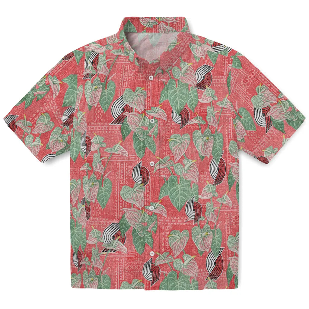 Portland Trail Blazers Hawaiian Shirt - Anthurium Overlay | Hula Hawaiian Shirts