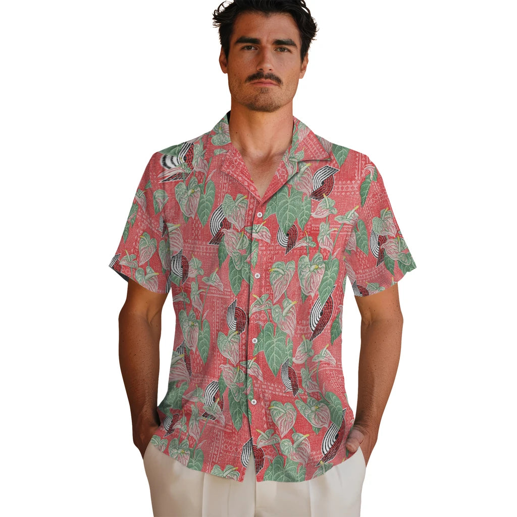 Portland Trail Blazers Hawaiian Shirt - Anthurium Overlay | Hula Hawaiian Shirts