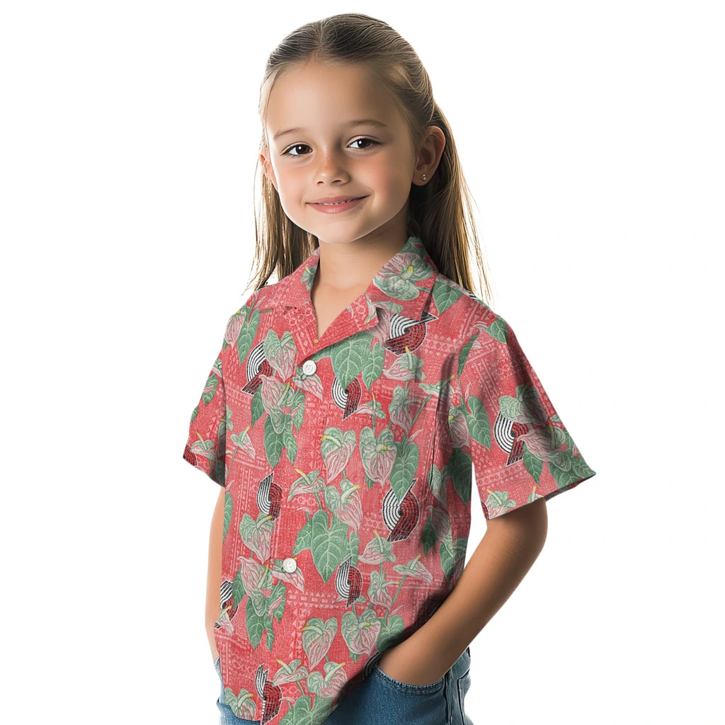Portland Trail Blazers Hawaiian Shirt - Anthurium Overlay | Hula Hawaiian Shirts