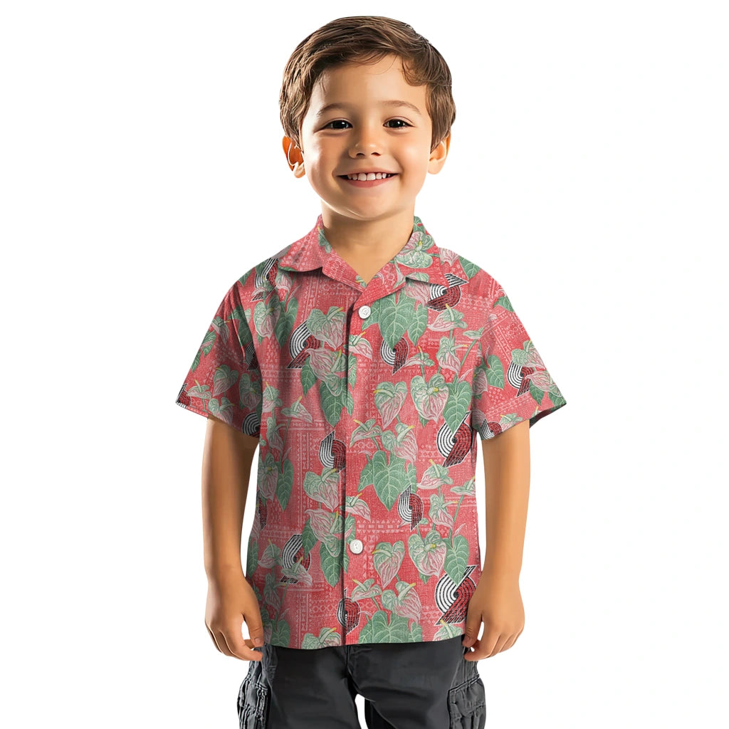 Portland Trail Blazers Hawaiian Shirt - Anthurium Overlay | Hula Hawaiian Shirts