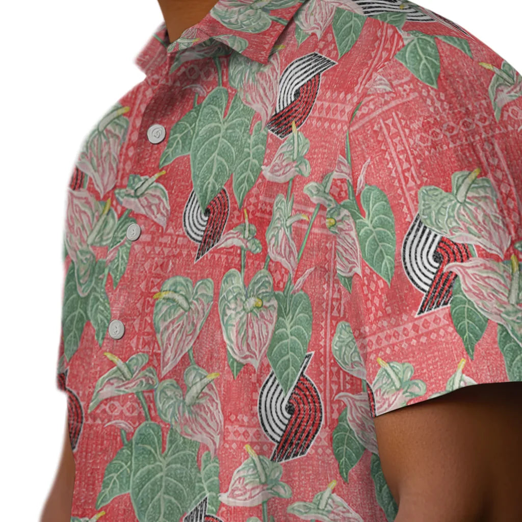 Portland Trail Blazers Hawaiian Shirt - Anthurium Overlay | Hula Hawaiian Shirts