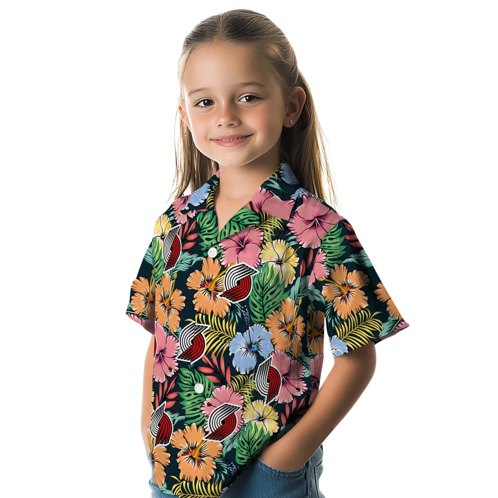 Portland Trail Blazers Hawaiian Shirt - Brilliant Hibiscus Garden | Hula Hawaiian Shirts