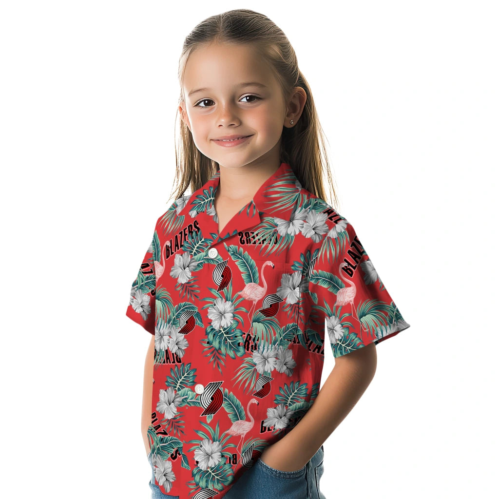 Portland Trail Blazers Hawaiian Shirt - Flamingo and Hibiscus | Hula Hawaiian Shirts